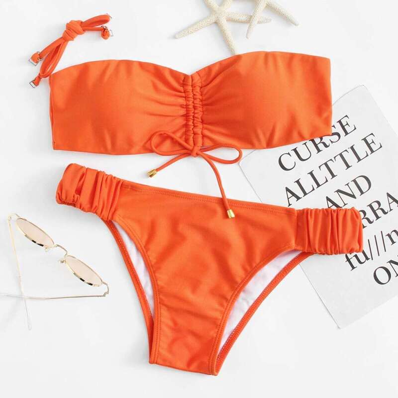 

Bandeau Bikini Set With Detachable Strap, Orange