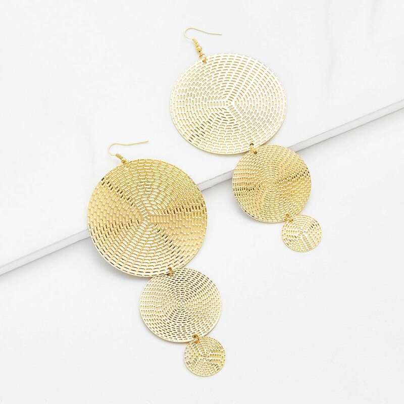 

Layered Flake Drop Earrings 1pair, Gold