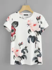 EMERY ROSE Camiseta con estampado de flor - Multicolor - Ver 1