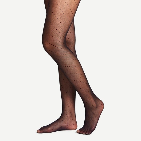 

Dot & Striped Tights, Black