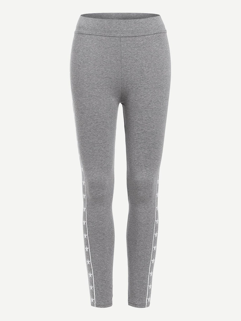 

Star Print Side Leggings, Grey