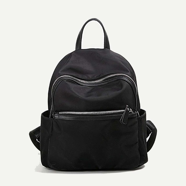 

Pocket Front Satchel Backpack, Black