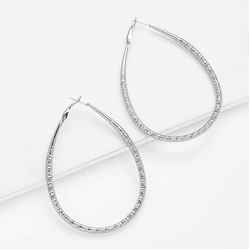 

Hoop Drop Earrings 1pair, Silver