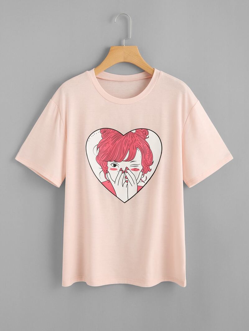 

Girl Print Tee, Pink