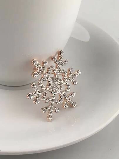 Broche en forme de flocon de neige pour femme avec strass