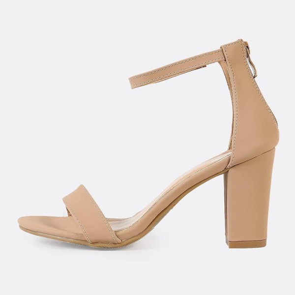 

Single Band Zip Back Chunky Heel TAN, Beige