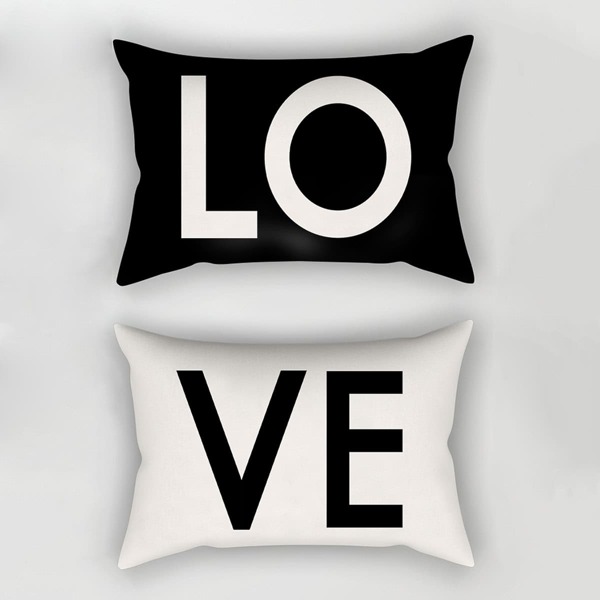 

Letter Print Pillowcase 1pair, Black and white