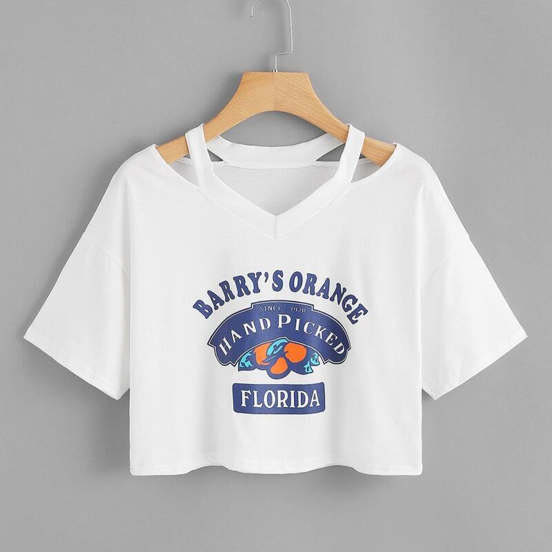 

Cutout Neck Dropped Shoulder Tee, White