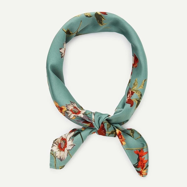 

Flower Print Bandana, Green