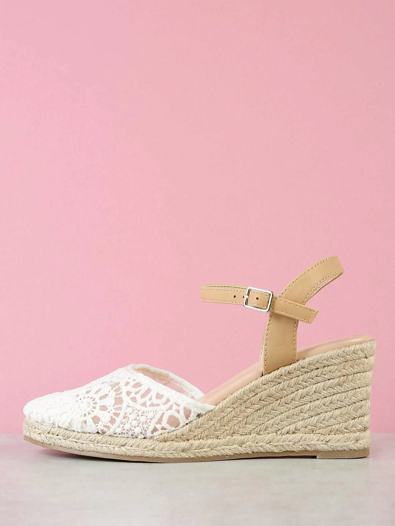 white closed toe espadrille wedges