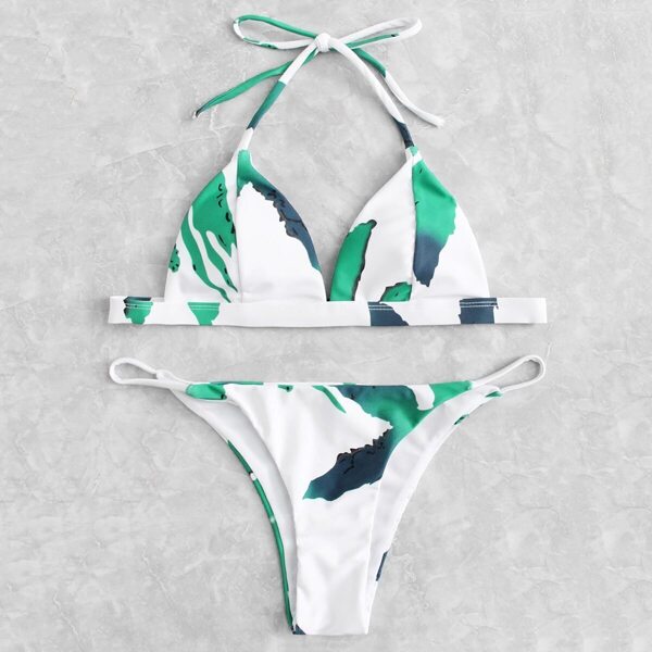

Leaf Print Triangle Bikini Set