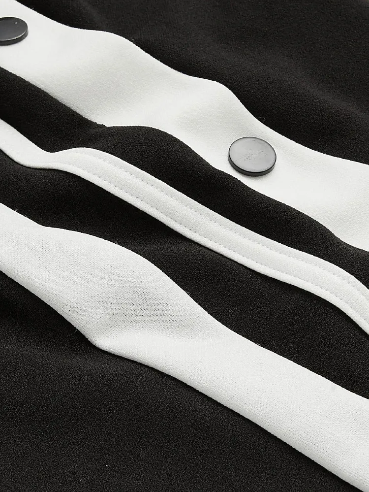 snap button striped side pants