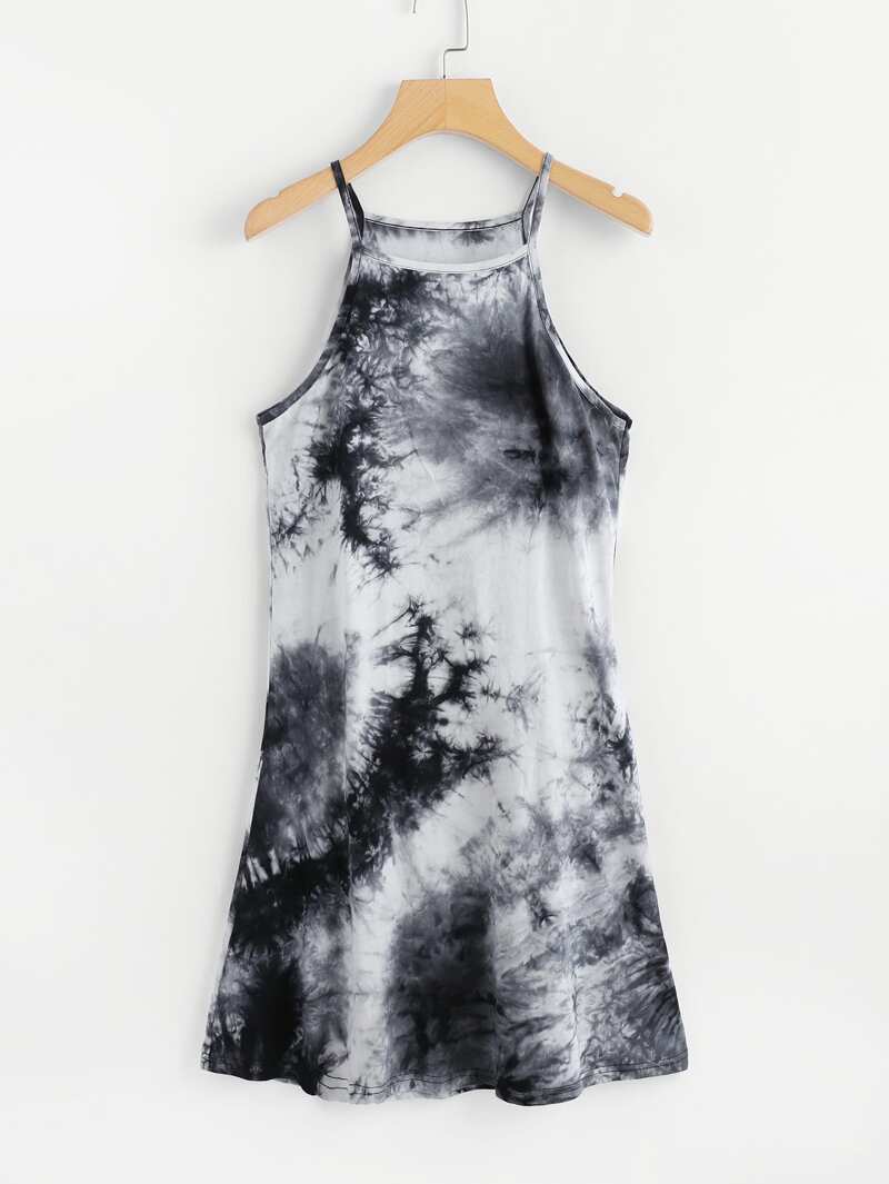 

Water Color Cami Dress, Black and white