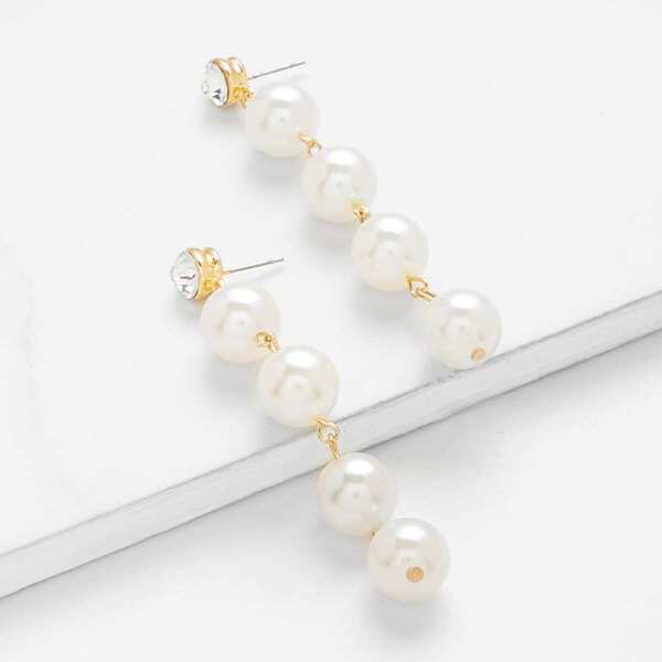 Faux Pearl Design Drop Earrings 1pair