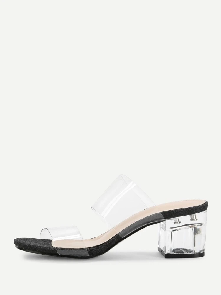 chunky heeled clear mule sandals
