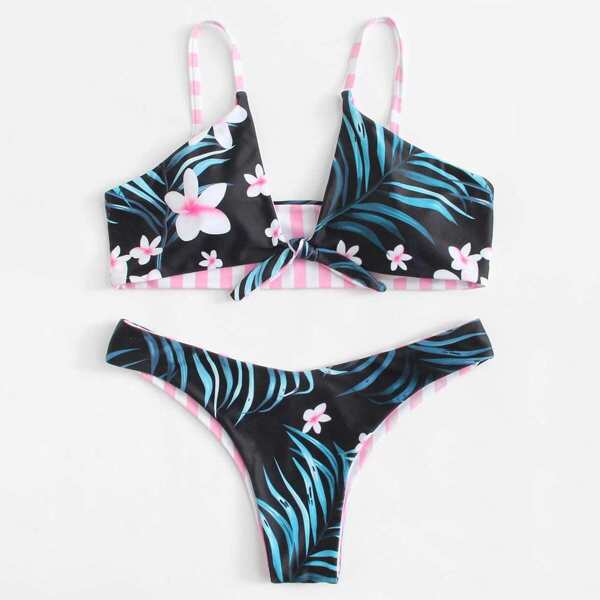 

Knot Front Tropical Bikini Set