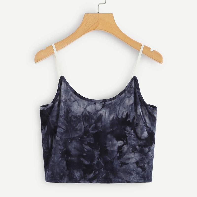 

Water Color Crop Cami Top, Navy