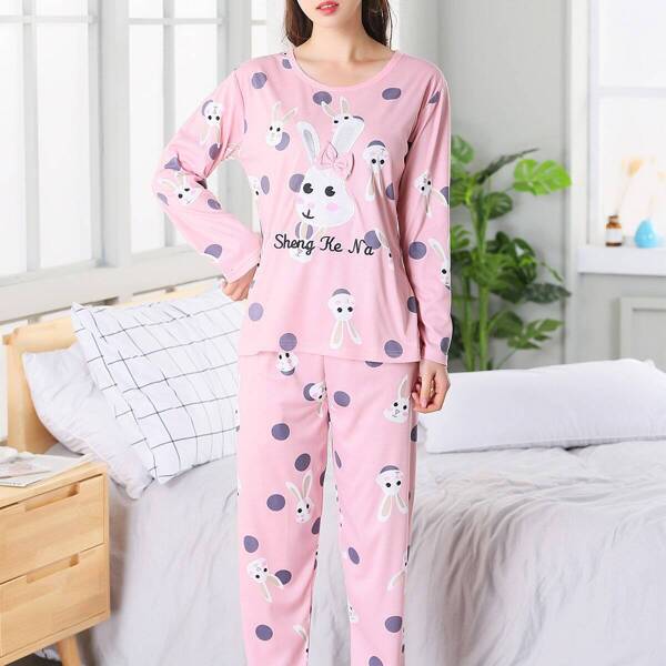 

Rabbit Print Tee & Pants PJ Set