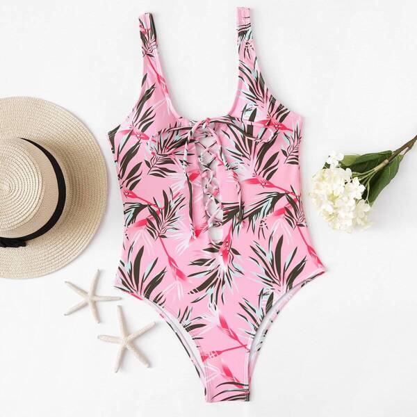 

Lace Up Open Back Swimsuit