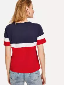 SHEIN EZwear Cut And Sew Tee - Multicolor - View 2