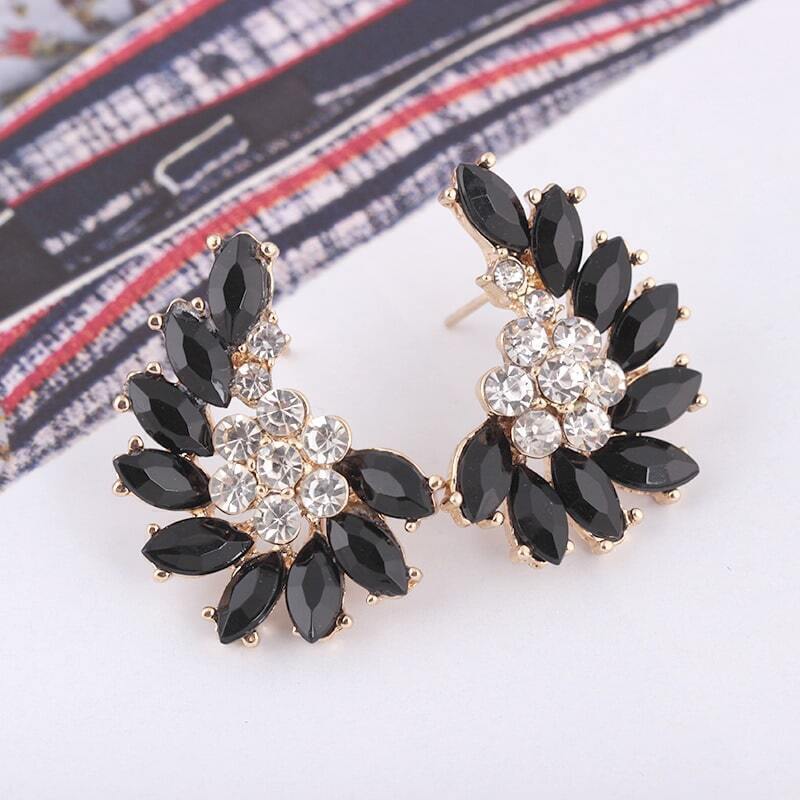 

Rhinestone Statement Earrings 1pair, Black