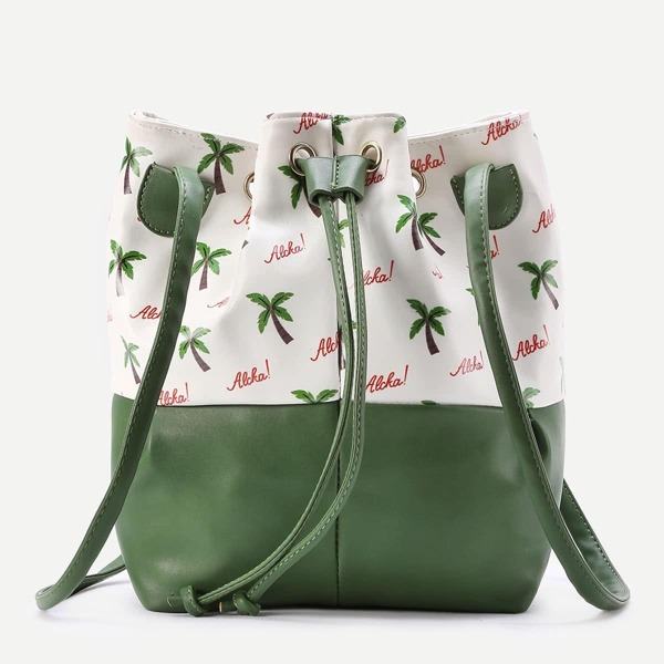 

Coconut Tree Print Bucket Bag