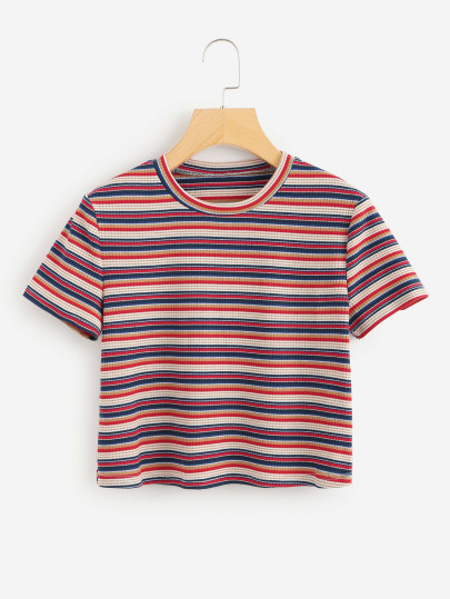 Striped Ribbed Knit Tee