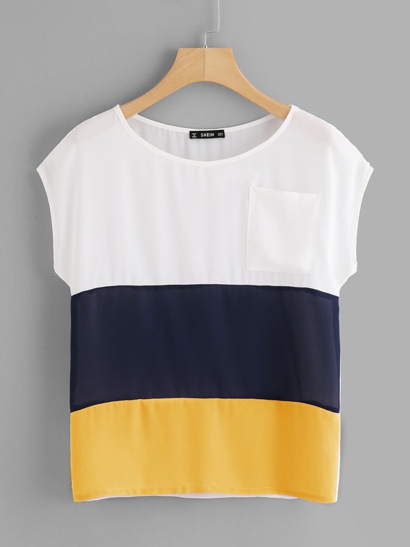 

Patch Pocket Cut And Sew Top, Multicolor