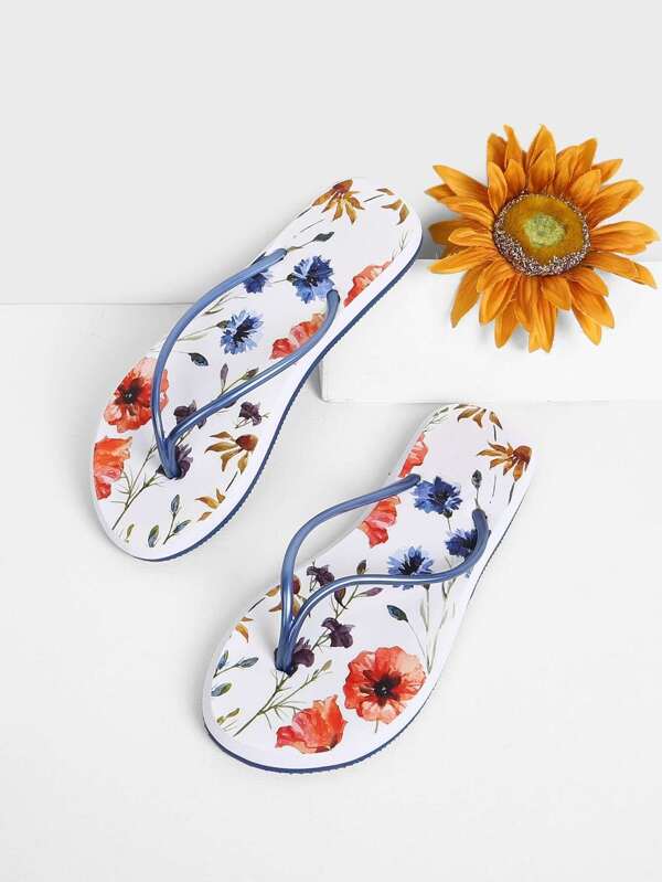 floral toe post sandals
