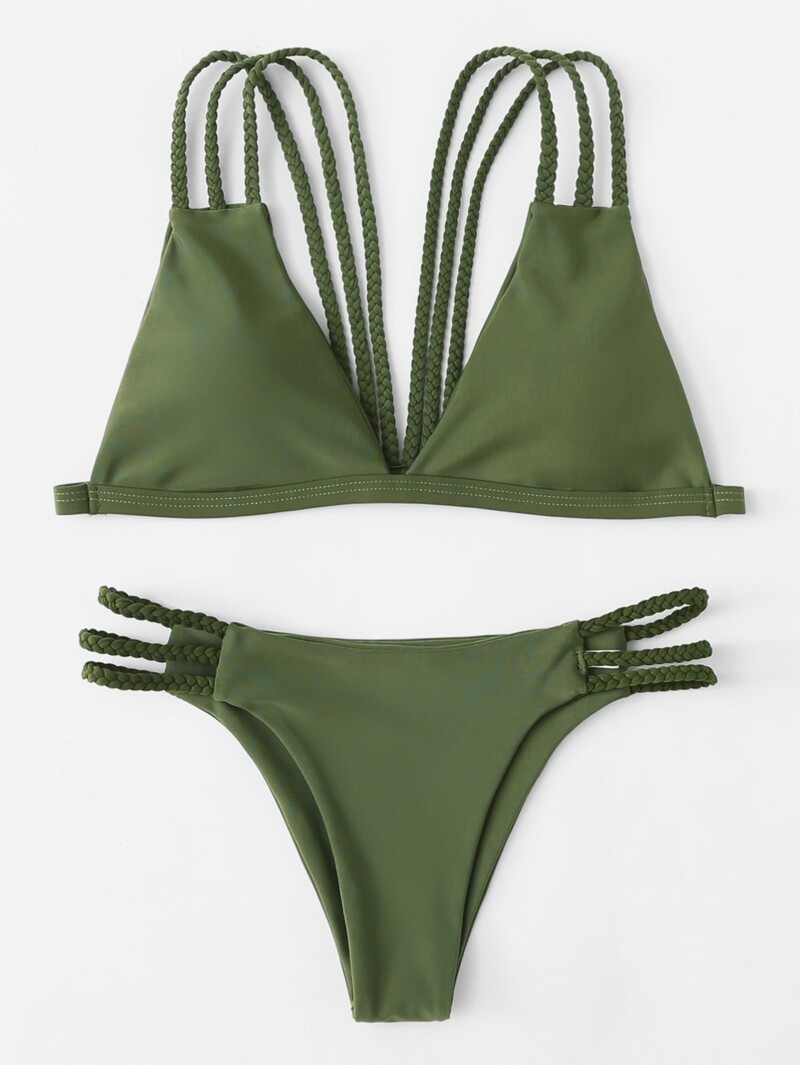 

Braided Straps Bikini Set, Green