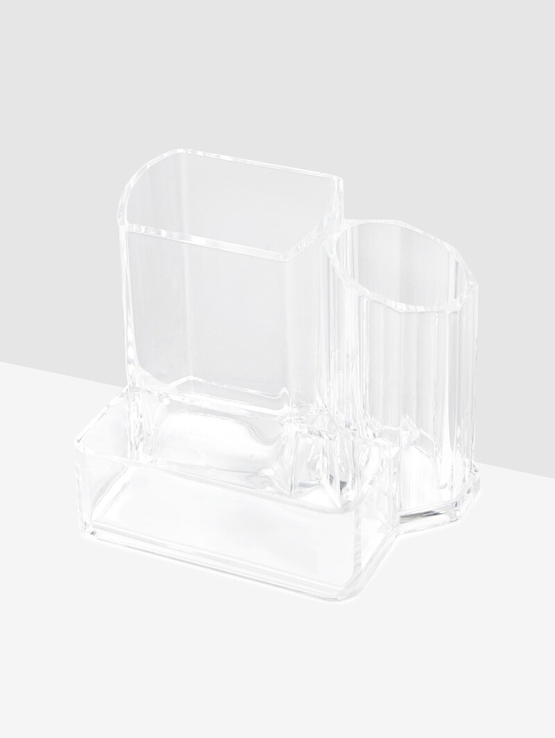 

Clear Makeup Brush Holder, White