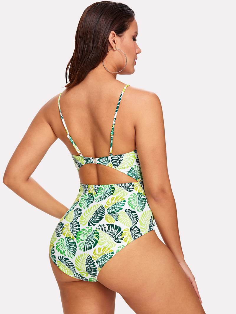 Bañador Con De Talla Estampado Palma Grande Abertura y8nvm0wPNO