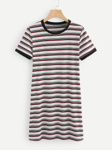 Round Neck Striped Tee Dress