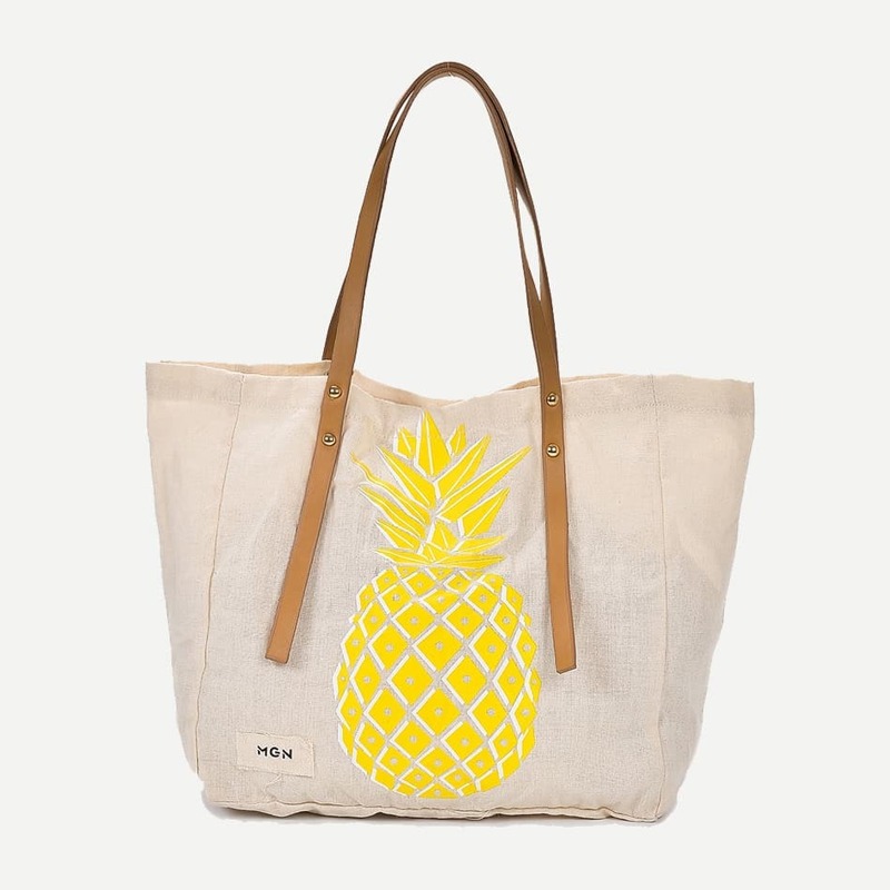 

Pineapple Print Tote Bag, Beige