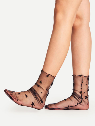 جوارب الكاحل شفافة بتصميم نجم