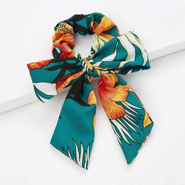 

Flower Print Hair Tie With Bow, Multicolor