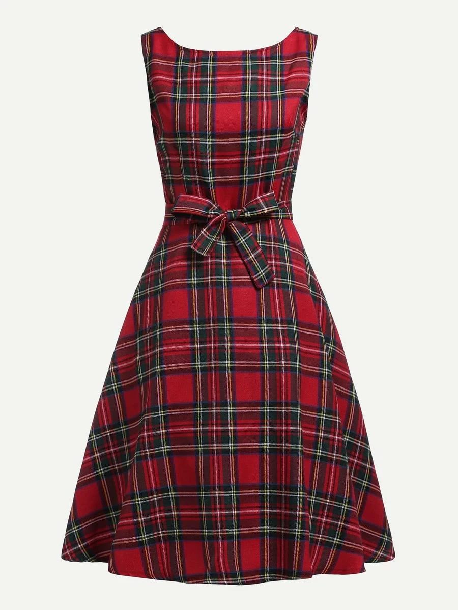 Đầm Knot Sọc ca rô Nhiều màu cổ điển - Nhiều màu - Xem 1