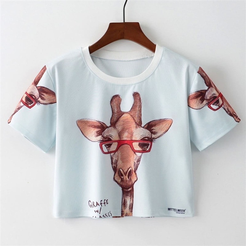 

Giraffe Print Crop Tshirt, Multicolor