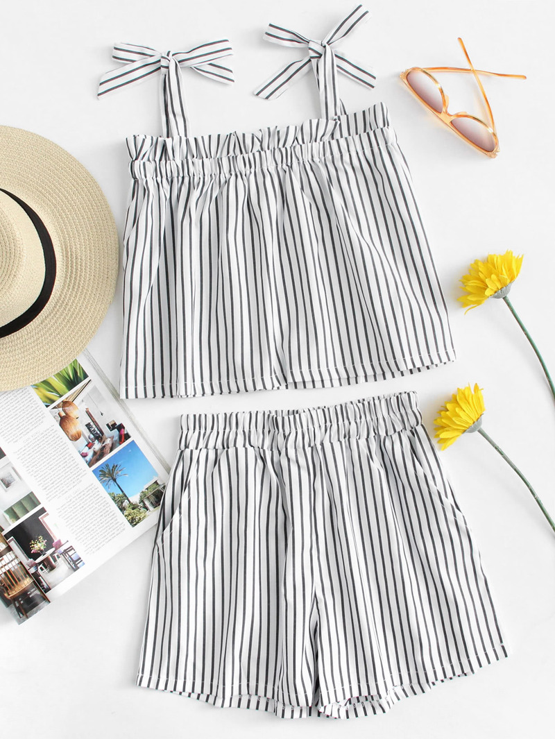 

Striped Cami Top With Shorts, White