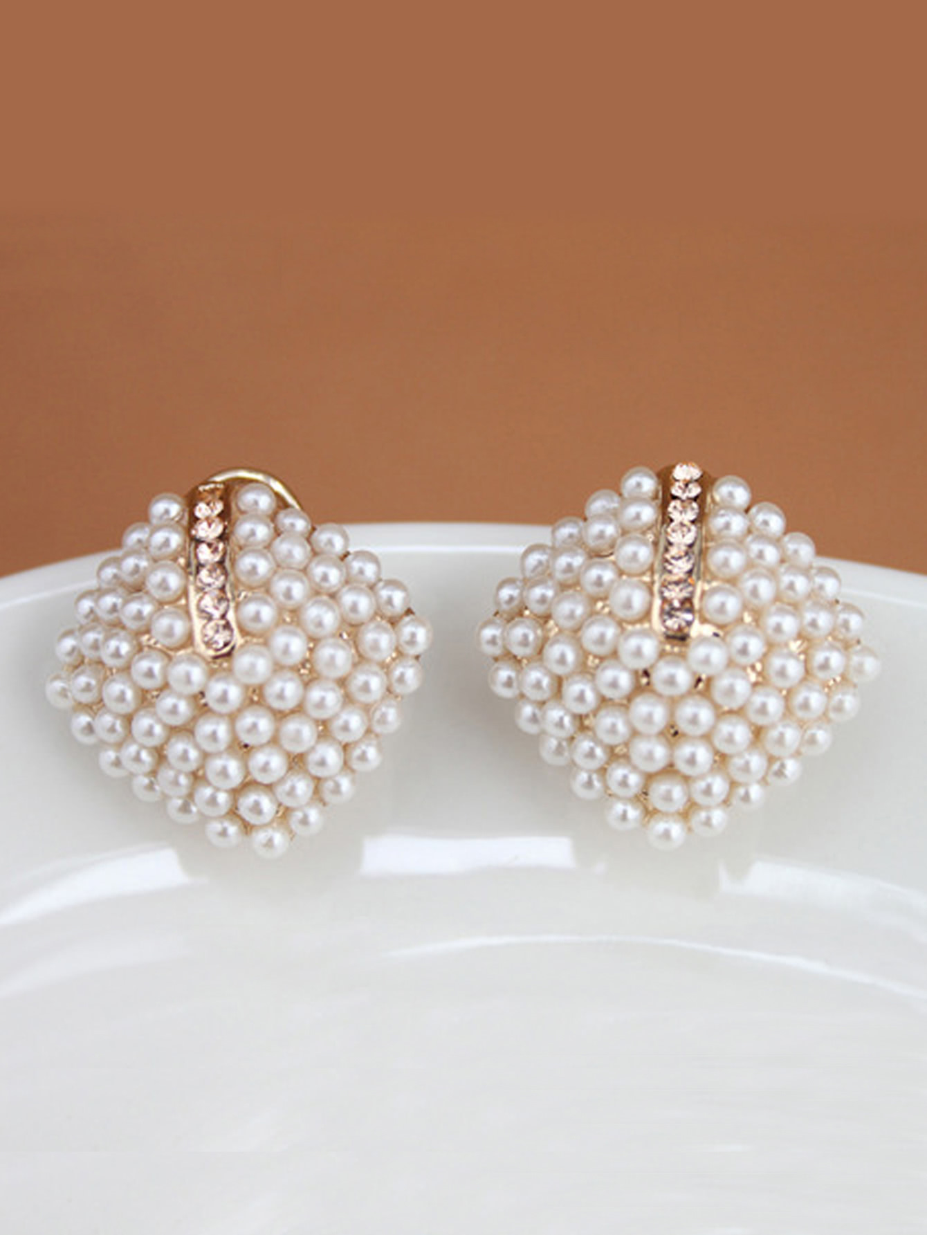 

Faux Pearl Statement Earrings, Apricot