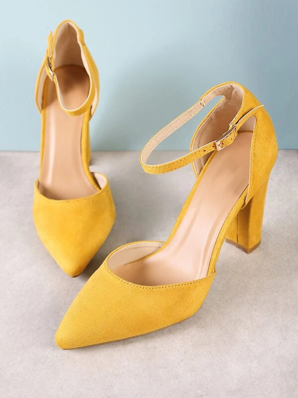 mustard suede heels