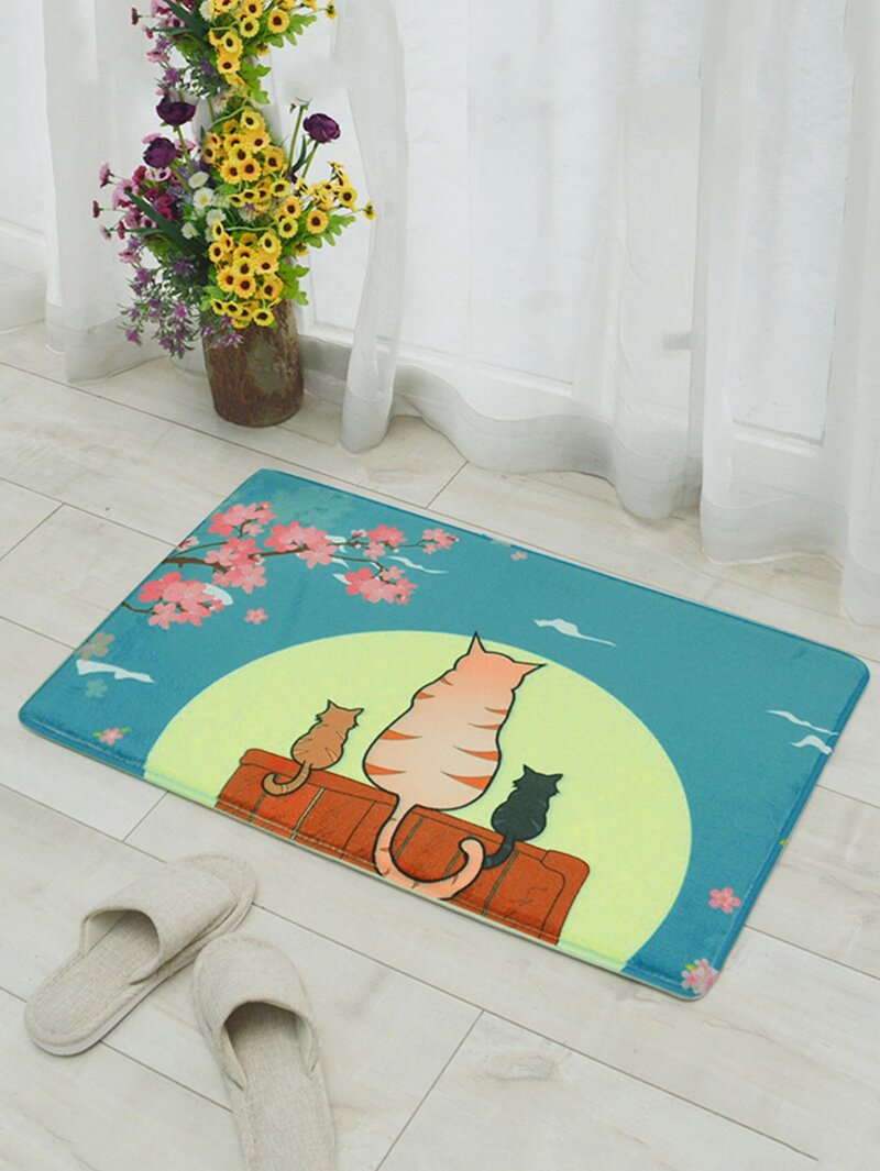

Moon & Cat Bathroom Carpet, Multicolor