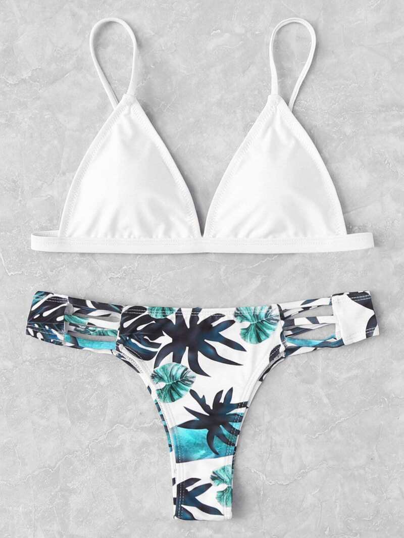 

Tropical Print Bikini Set, Multicolor