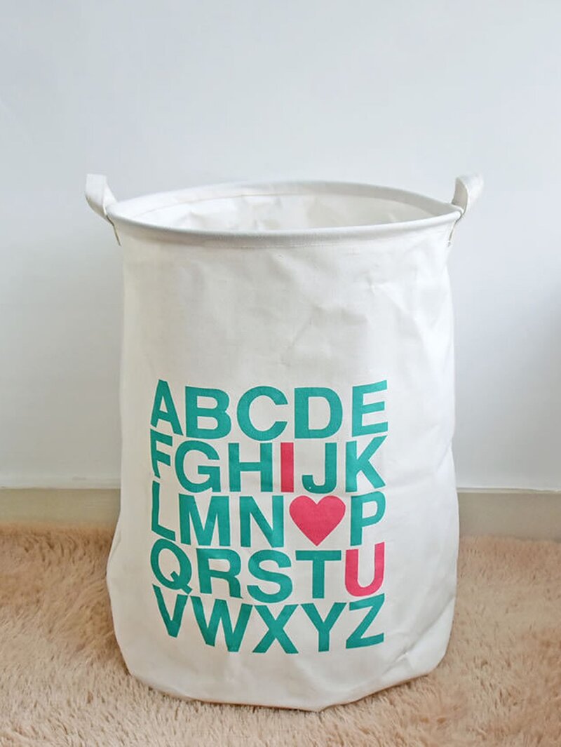 

Slogan Print Bucket Organizer, Multicolor