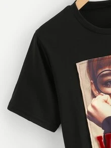 SHEIN Graphic Print Tee - Black - View 3