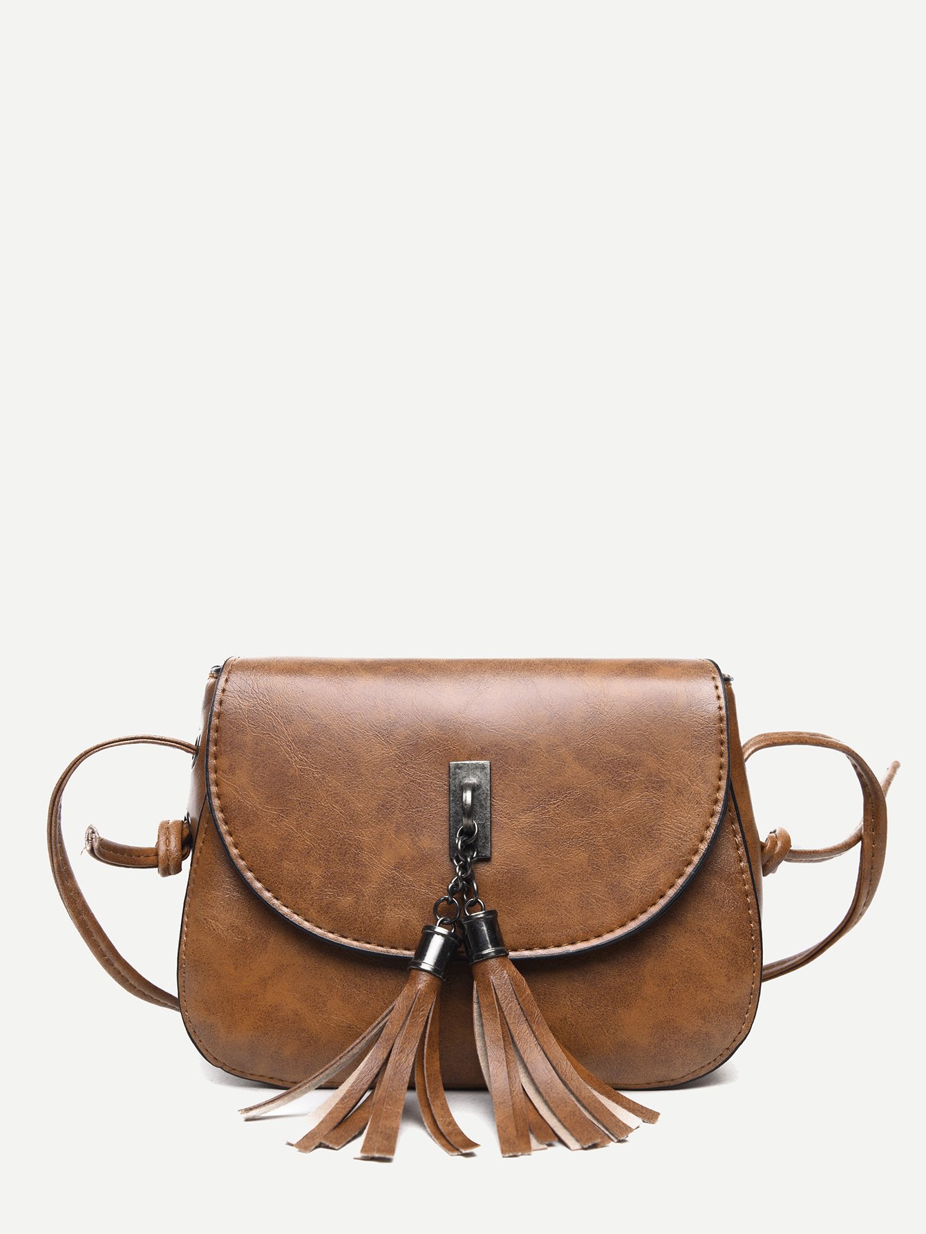 Tassel Decor Flap Saddle Bag