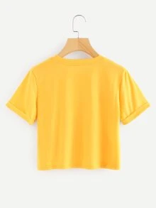 Letter Graphic Crop Tee - Yellow - View 2