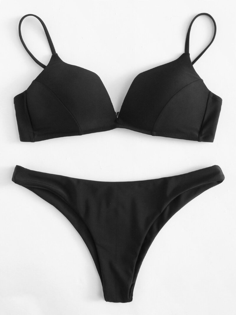 

Adjustable Straps Bikini Set, Black
