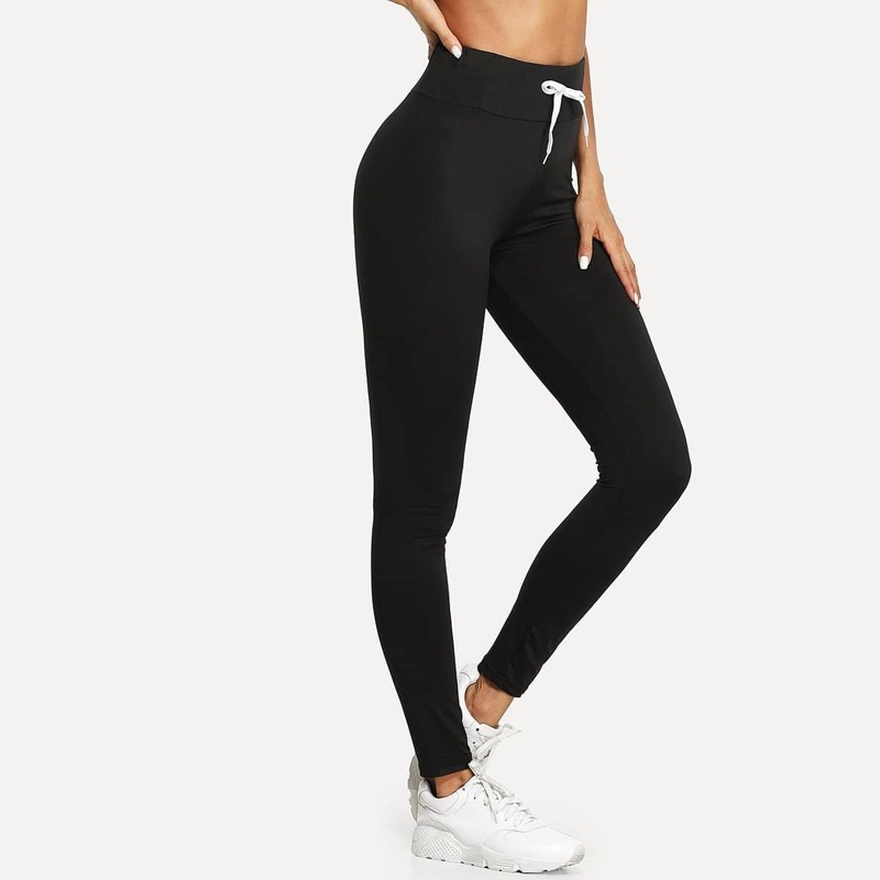 

Drawstring Waist Skinny Leggings, Black