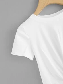 SHEIN Unity Solid Twist-Front Cropped Tee